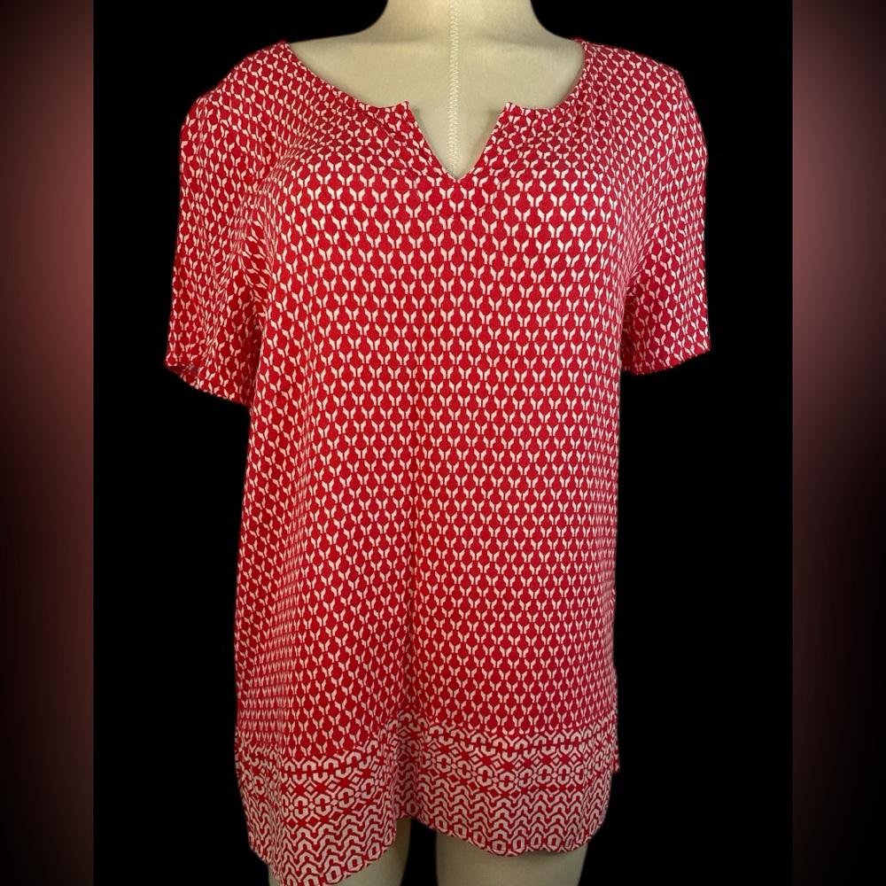 J. Jill Red Patterned Women's Top Large